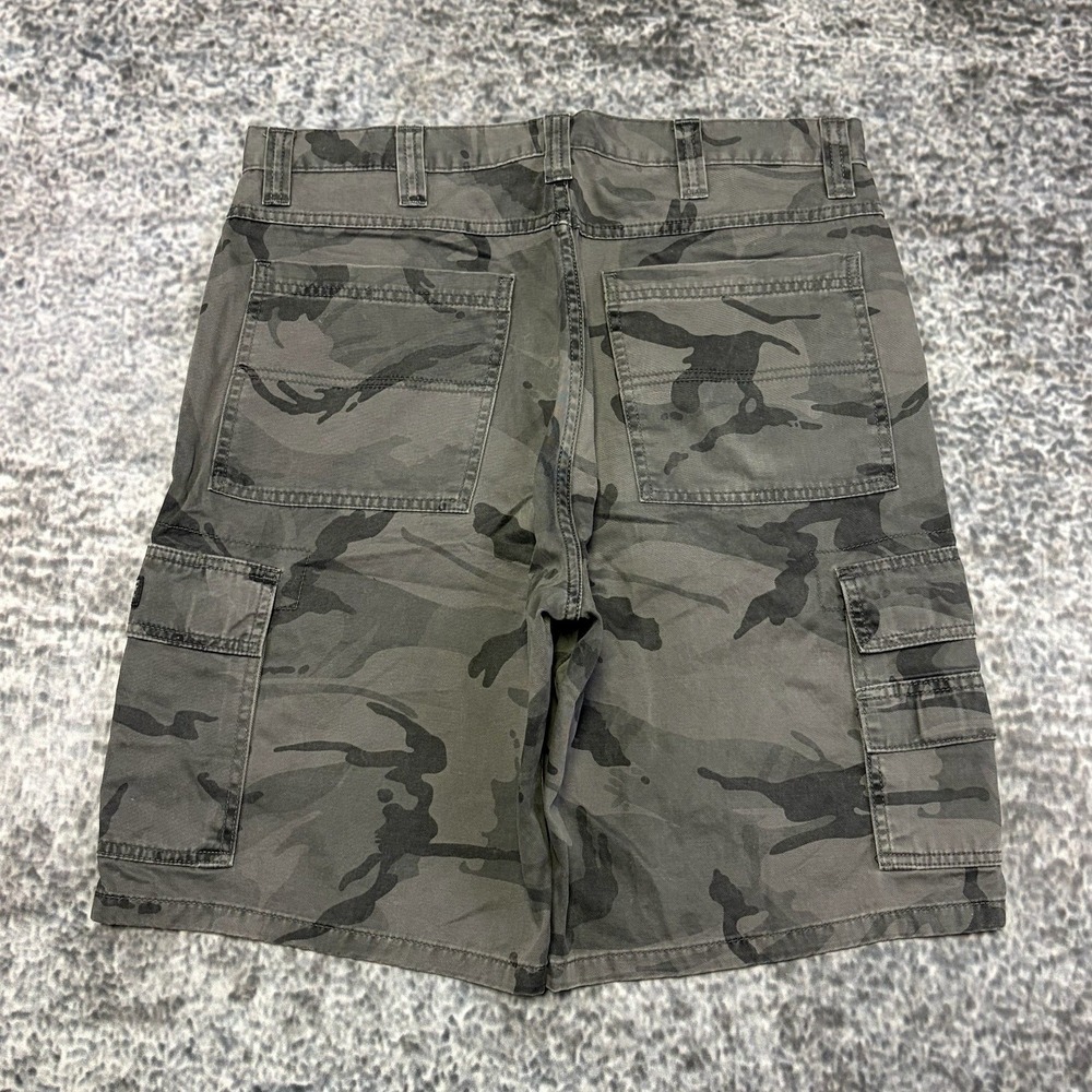 Wrangler Cargo Shorts Gray Black Camo Mensโ 34 Camouflage Utility Skater Y2K